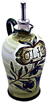 Ceramic Majolica Olive Oil Dispenser Olive Green N 20cm