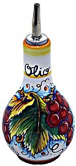 Ceramic Majolica Olive Oil Dispenser Red grapes 16cm