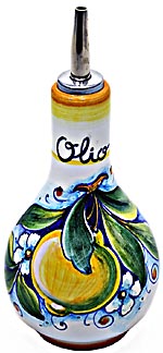 Ceramic Majolica Olive Oil Dispenser Yellow Lemon 16cm