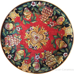 Italian Wall Plate - Red and Black with Fruit 50cm