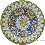 Ceramic Majolica Plate - Fleur de Lis peacock - 30cm