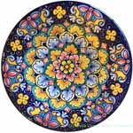 Ceramic Majolica Plate Flower Blue 20cm