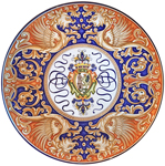 Ceramic Majolica Plate - Castle Shield/Dragons 42cm