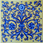 Tile Acanthus Flower Crest Blue Yellow