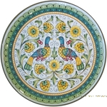 Ceramic Majolica Plate - Peacock/Lovers 35cm