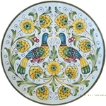 Ceramic Majolica Plate - Peacock/Lovers 30cm