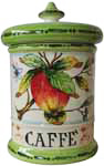Ceramic Majolica Coffee Jar Tuscan Apple Green 20cm