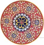 Ceramic Majolica Plate - Red Squares 35cm