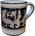 Ceramic Majolica Coffee Mug Cup Fondo Nero