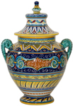 Italian Ceramic Centerpiece Handled Urn - Geometrico