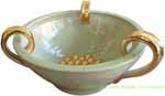 Tuscan Centerpiece Handled Bowl - Light Green and Gold