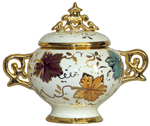 Covered Bowl/Urn - Autumn Leaves Gold Handled Petit 
