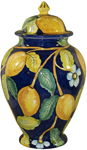 Italian Ceramic Centerpiece Urn - Blue Lemon