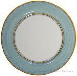 Italian Charger Plate - Yellow Border Solid Teal