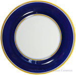Italian Dinner Plate Yellow Rim Solid Blue