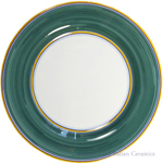 Italian Dinner Plate Yellow Rim Solid Green
