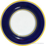 Deruta Italian Pasta Plate - Yellow Border Solid Blue