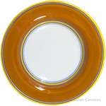 Deruta Italian Pasta Plate - Yellow Border Solid Orange